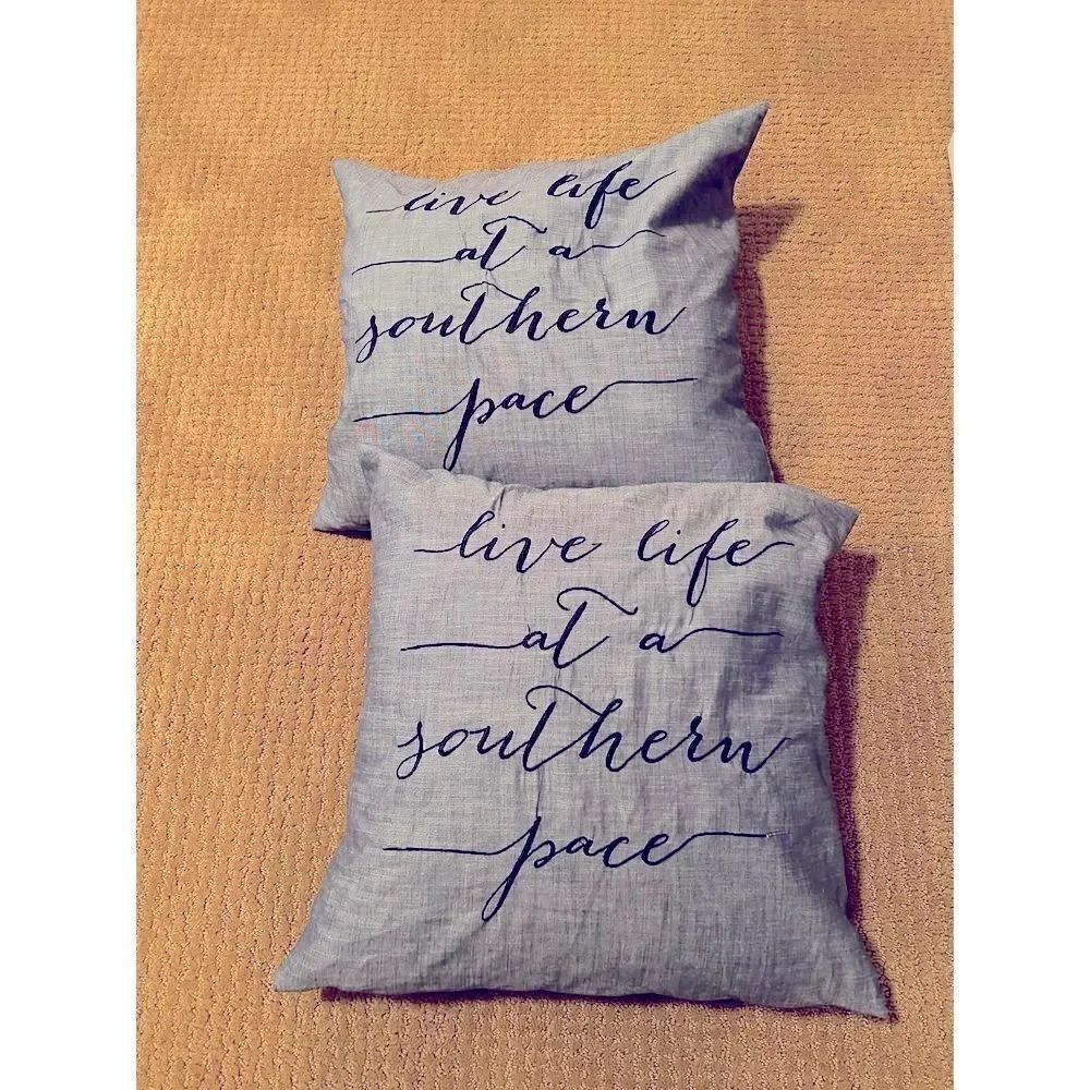 Live Life at a Southern Pace 2 blue pillows